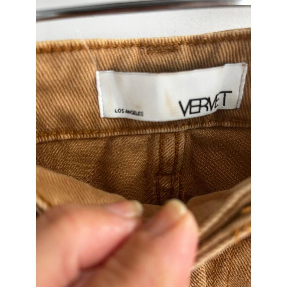 Vervet By Flying Monkey - Coco Straight Cropped Jeans Tan Distressed Women’s 24 - Picture 8 of 13